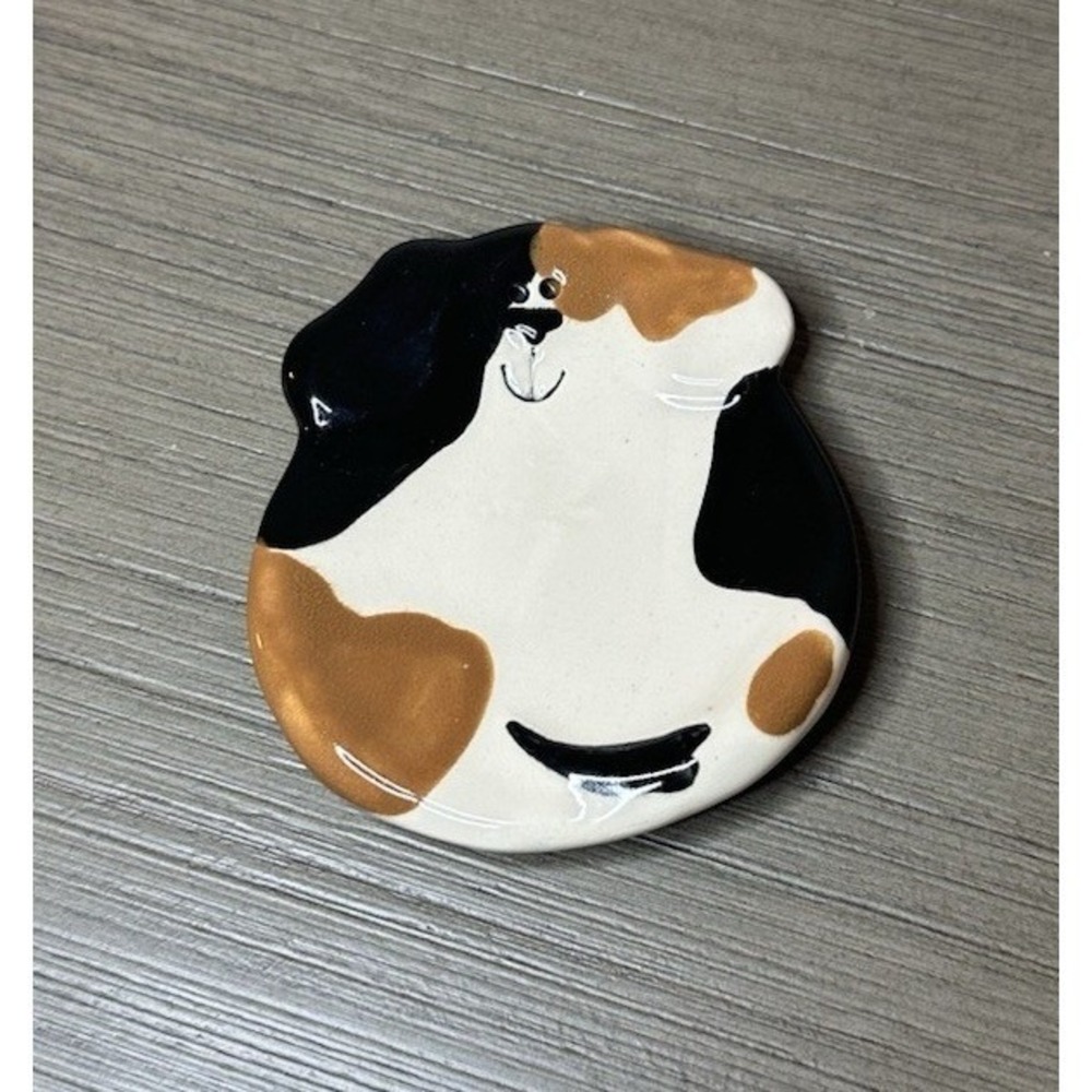 August Ceramics Dog Teabag Holder Trinket Dish Spoonrest Made In USA